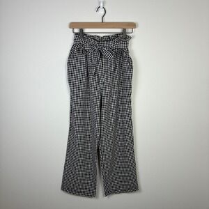 Sienna Sky Gingham Tie Waist Wide Leg Pants High Waisted Casual Trousers Women M